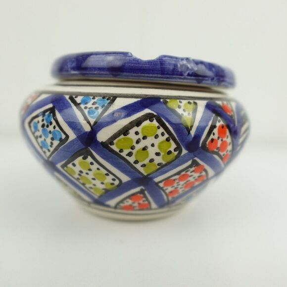 Handmade Moroccan Ceramic Ashtray with Removable Top - Picture 1 of 11